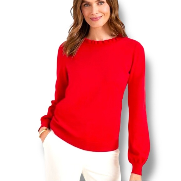 TALBOTS Ruffle Neck Sweater - Red Pop Size 2X - Picture 1 of 12